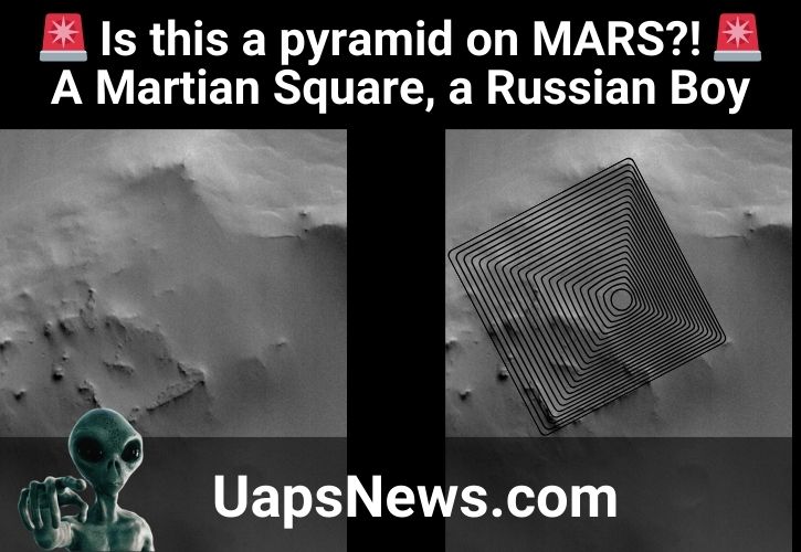 Martian Boy and Pyramids on Mars